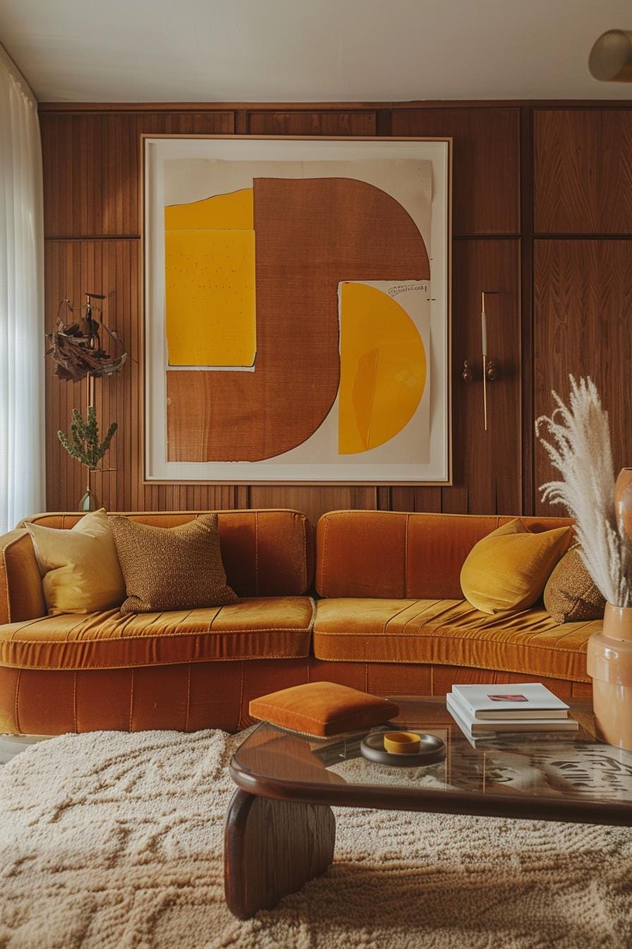 A 70s revival living room scene