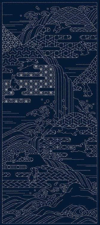 new wagara bunny sashiko panel furu-sato