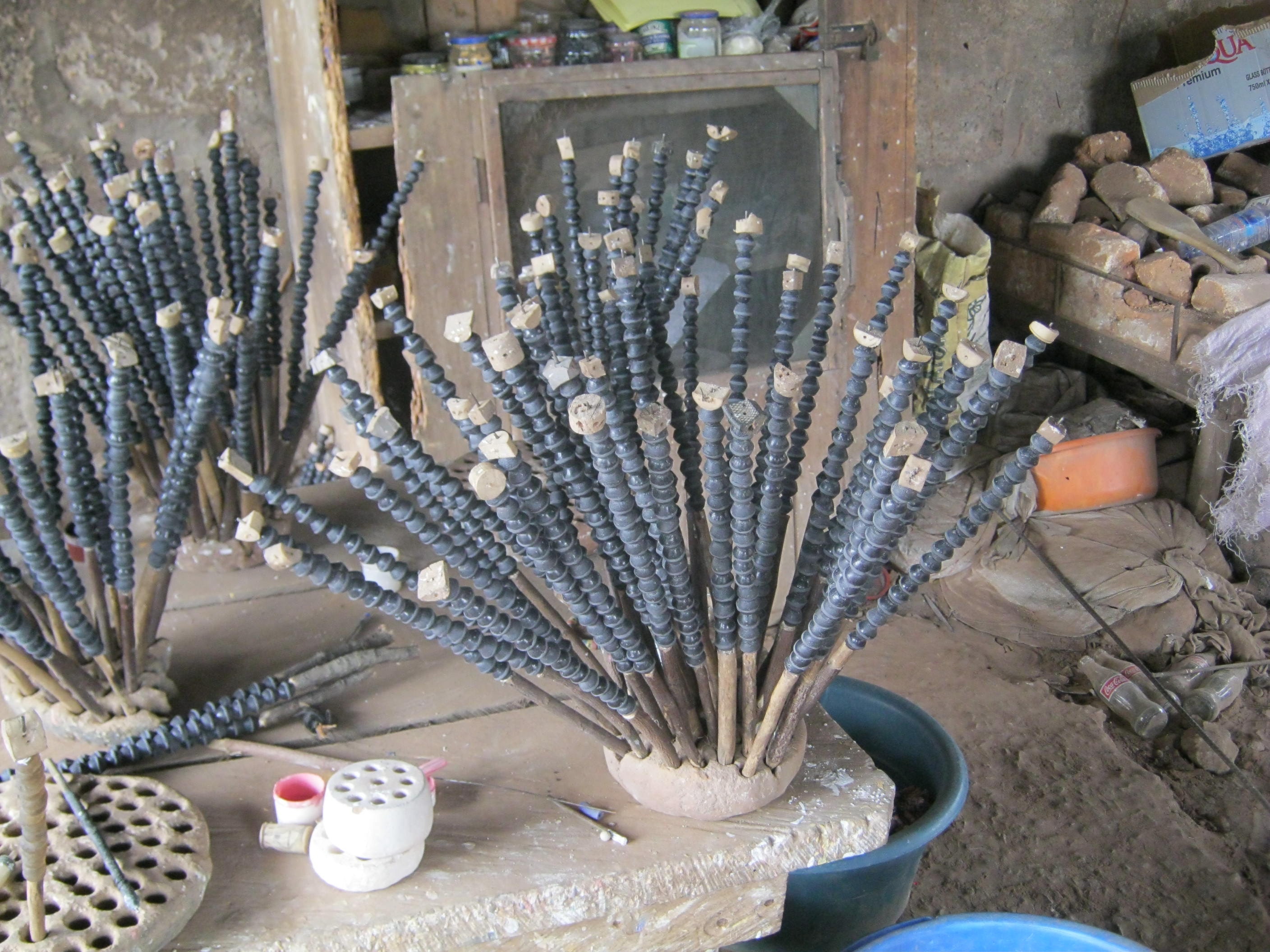 powder glass beads ready to be hand-painted