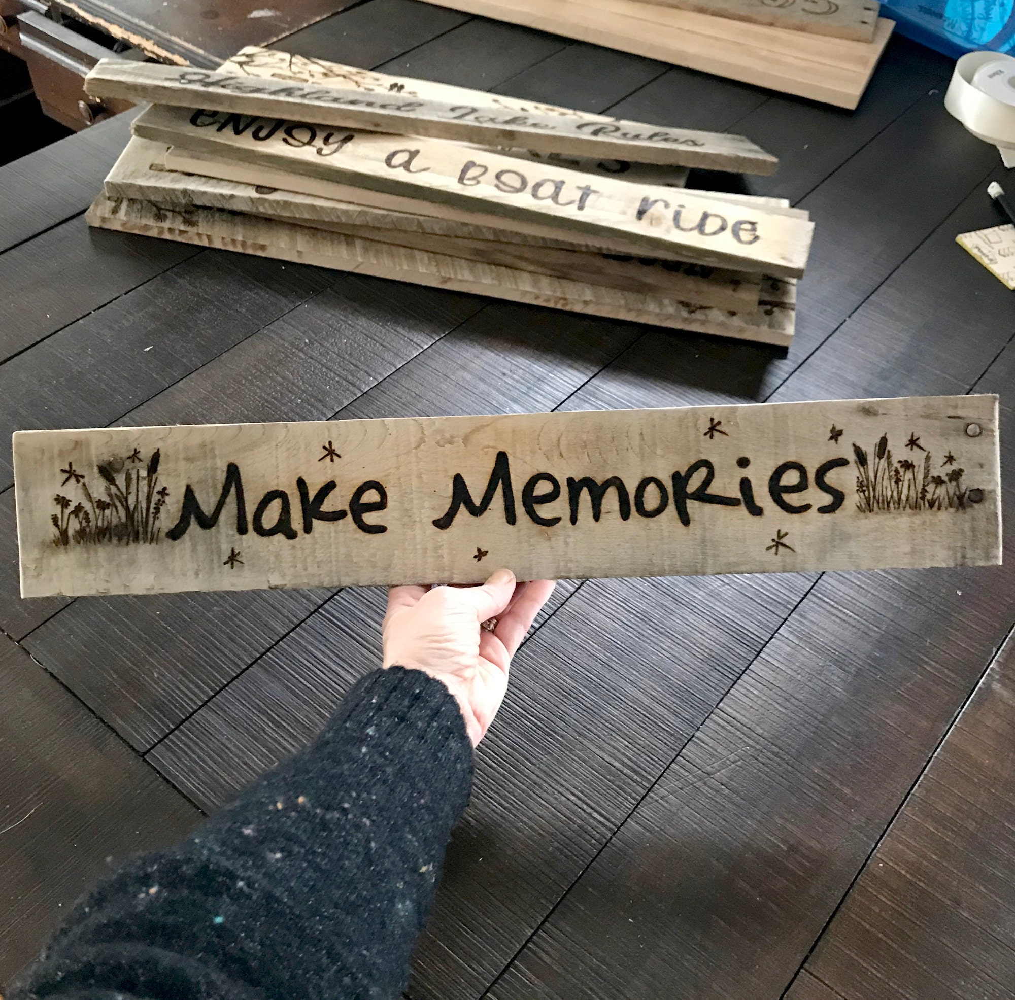 Personalized lake house or family rules wood sign. Handmade with reclaimed wood.