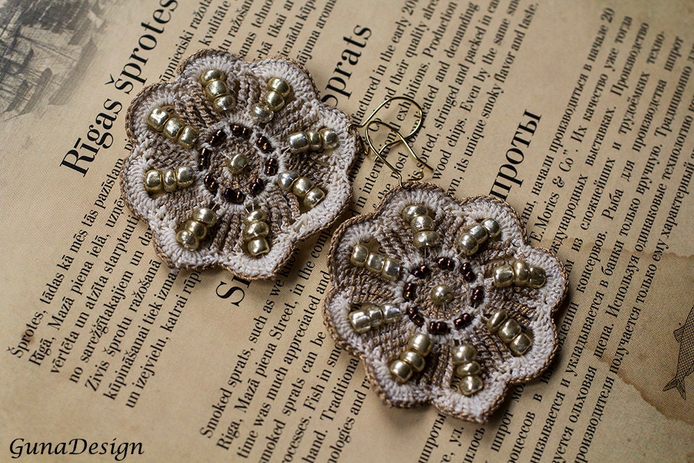 crochet lace flower earrings