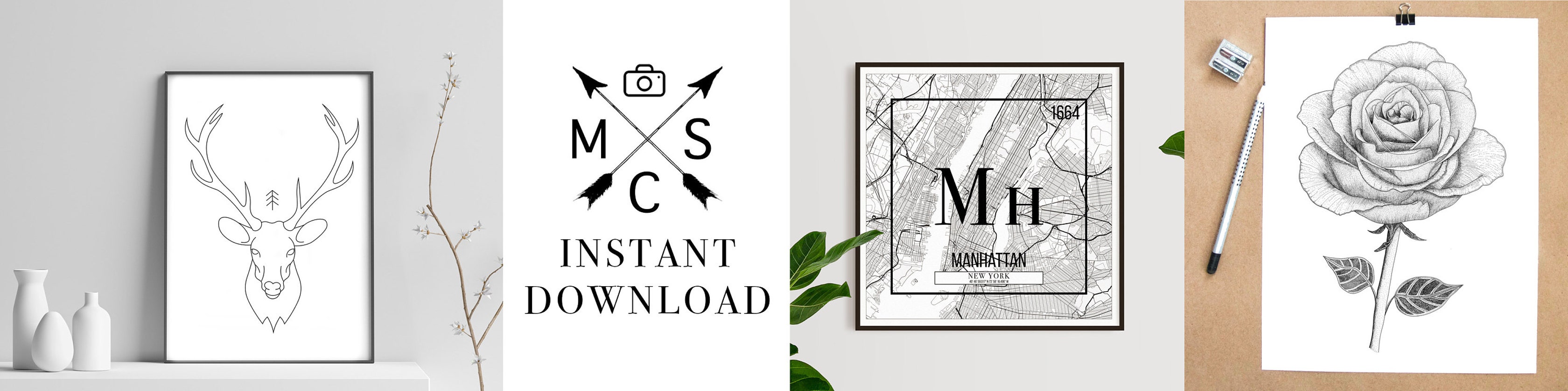 Instant download Maps hand drawing & photos by MyCuriosityShop