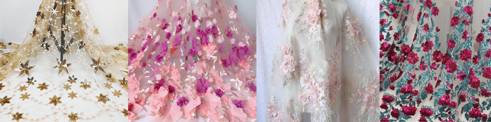 Lavender  pink 3d flower fabric gorgeous beaded lace fabric for evening dress flower girl dress wedding applique dance skirt accessories