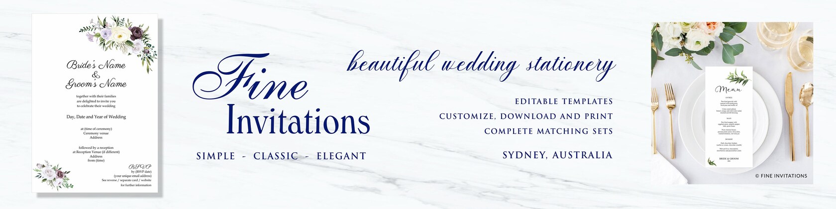 fine invitations simple classic elegant by fineinvitationsau