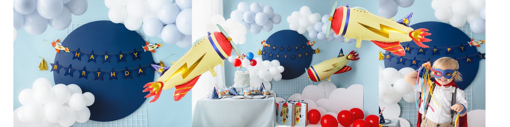 Bluey Party Supplies Lot de 16 assiettes et serviettes de table de 22,9 cm  avec bougies d'anniversaire