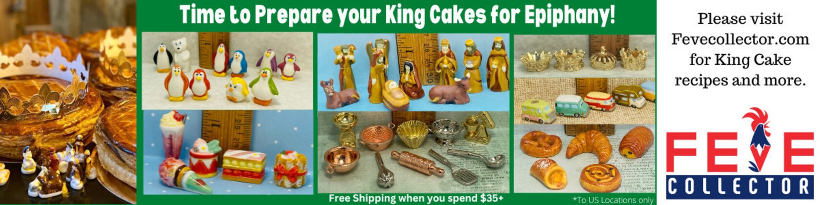 Traditional King Cake Babies ceramic 10pcs Baby Infant French Feves  Miniature