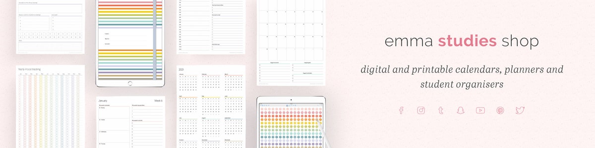 Student Printables Planners Organisers And By EmmaStudies On Etsy