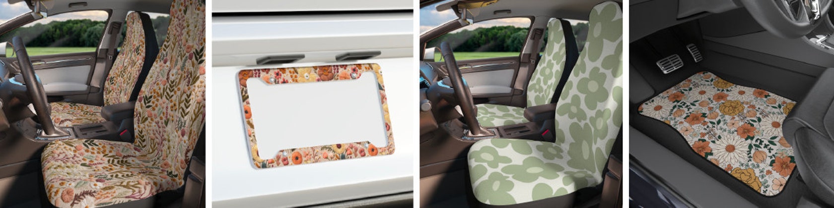 Faux Embroidery Print Wildflower Car Seat Covers for Vehicle, Cottagecore  Boho Floral, Cute Car Accessories for Women New Driver Gift 