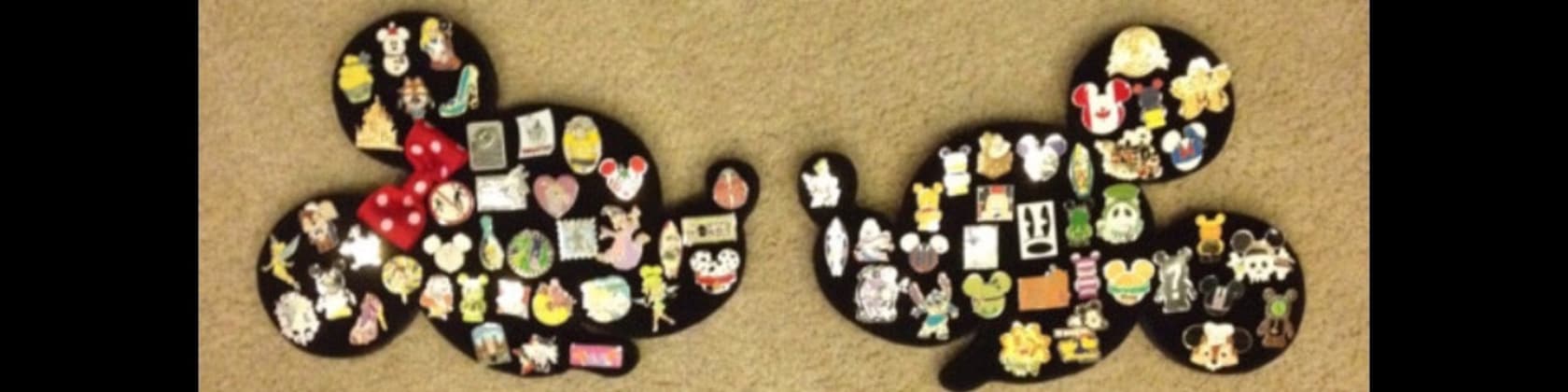 16 Tall Set Mickey & Minnie Mouse Disney Pin Board, Hold About 80