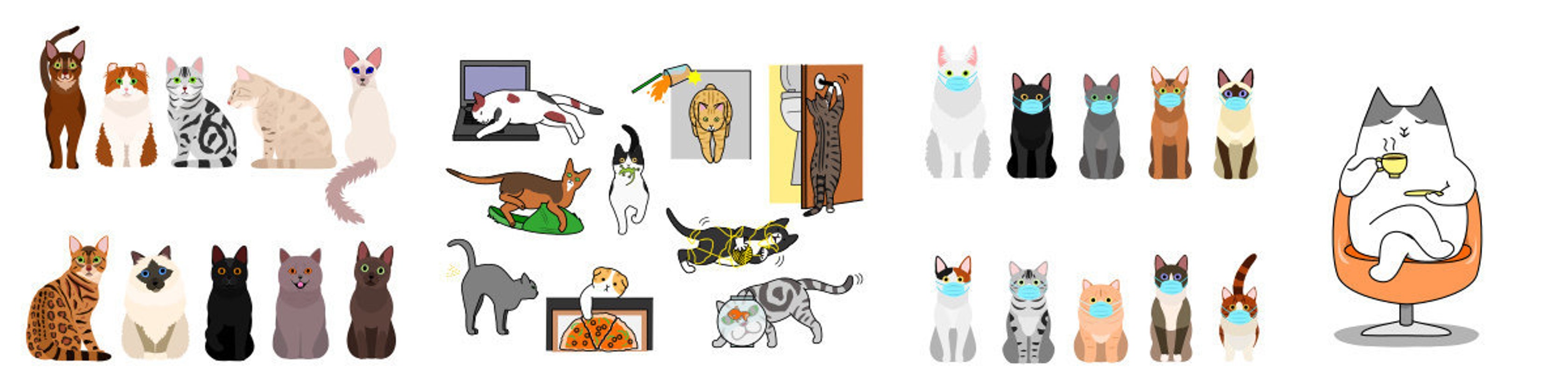 kawaii animal digital designs by AnimalsinaRow on Etsy