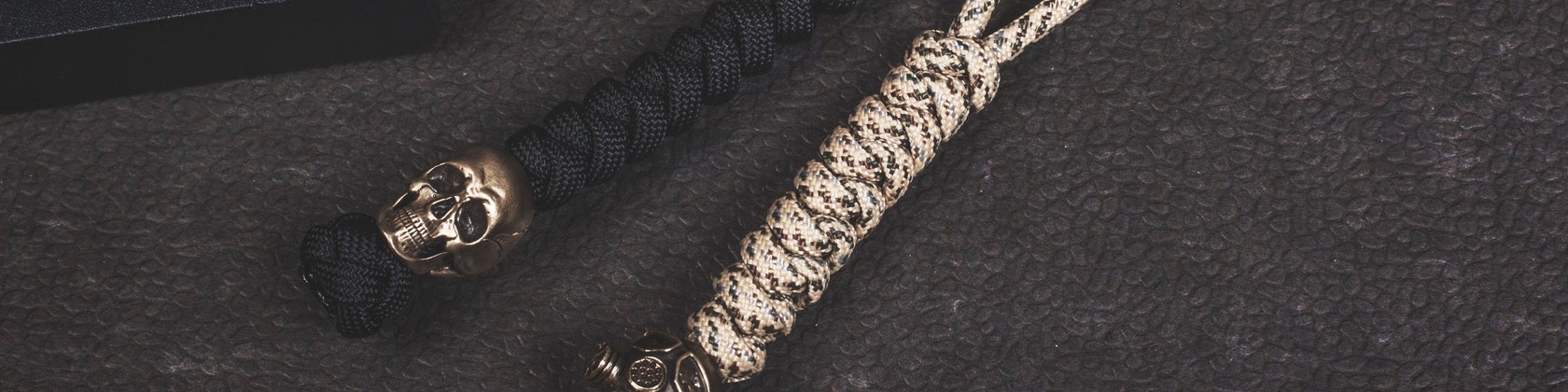 Cuivre Citrouille couteau Perles Laiton Crâne Perles Crâne Keychain Pendentif EDC Paracord