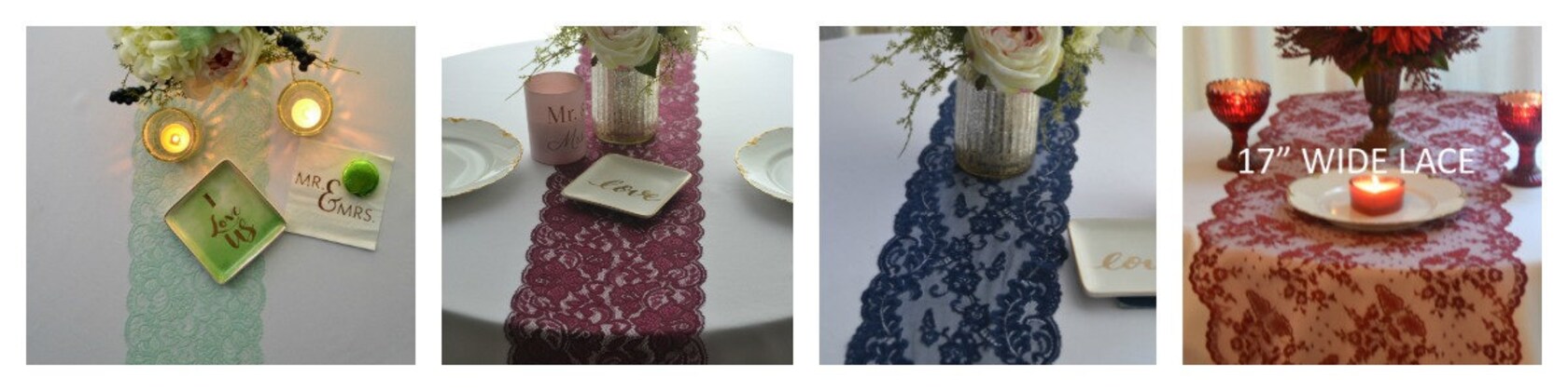Red Lace13”* 72” Valentines Day Lace Table Runner Free Shipping
