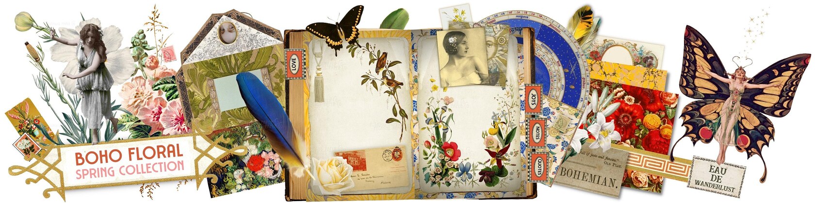 BOHO FLORAL JOURNAL KIT - 16 Pages - Pegasus Paper Co.