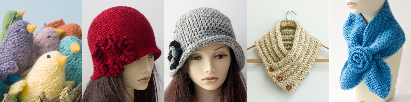 5 Easy Hat Crochet Patterns E-book, 1920's Style Flapper Cloche Hat Pattern  Bundle 