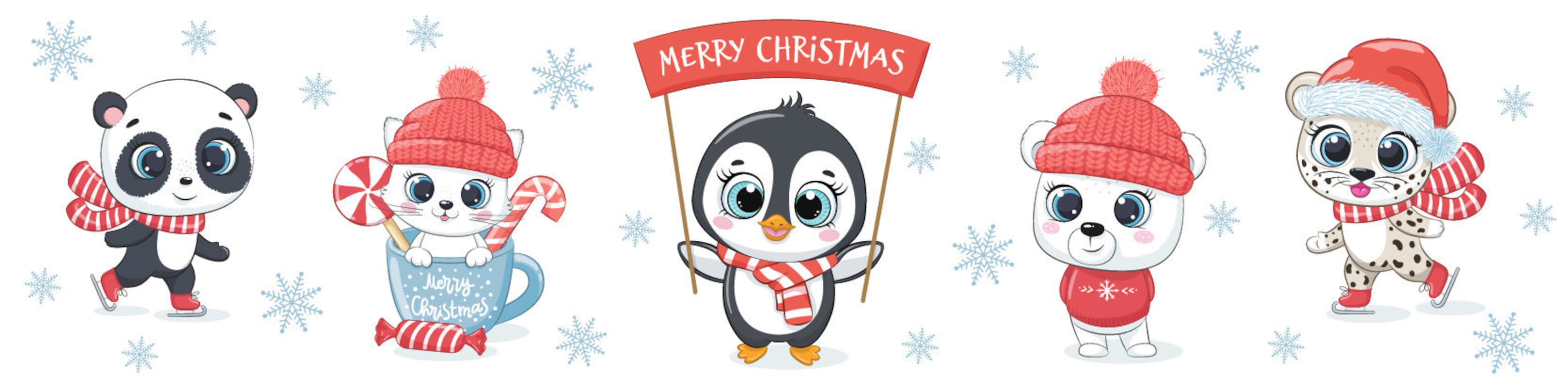 Christmas Animals Clipart EPS Cute animals, New Year Clip art