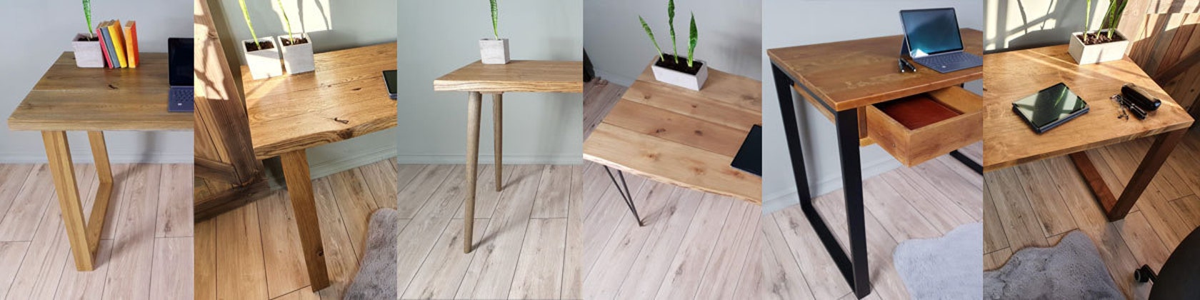 Escritorio de oficina de madera con patas de metal trapezoidal, escritorio  de madera recuperada, escritorio de muebles recuperados, escritorio  industrial, madera vieja -  México