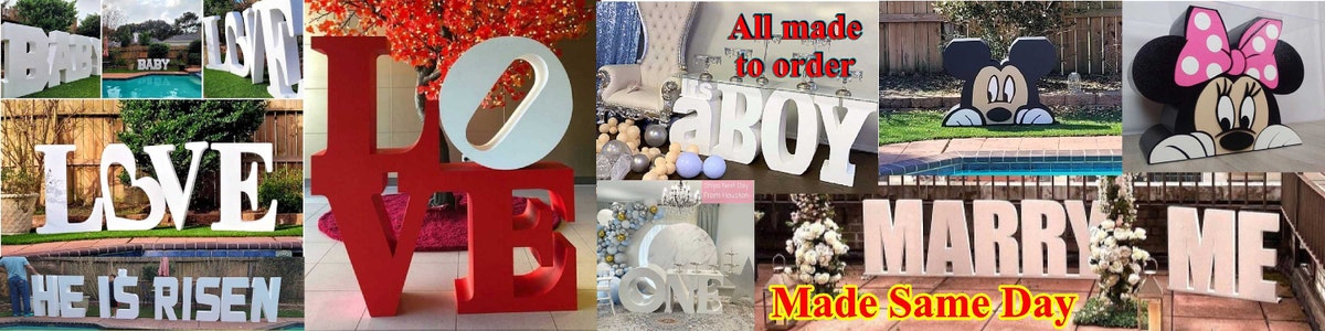 Giant Huge Foam Love Table Base Birthday Party Any Four Letters Party Decor  Custom Four Letter Word Foam Letters Backdrop 8in thick