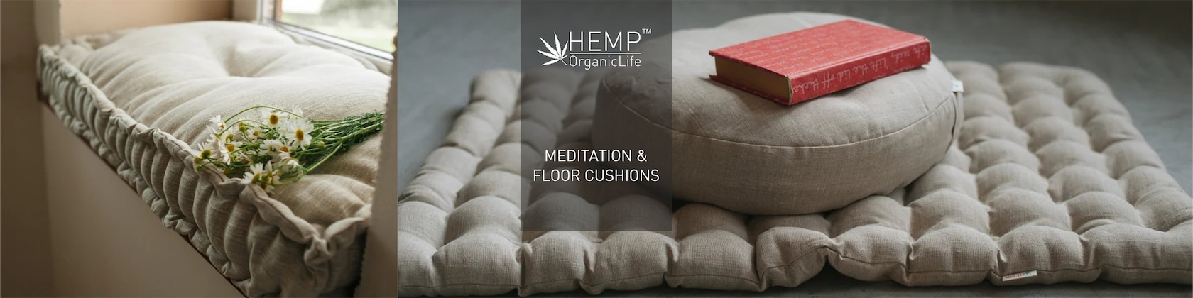 Hemp natural non-dyed dark grey window Mudroom Floor Bench cushion wit –  HempOrganicLife