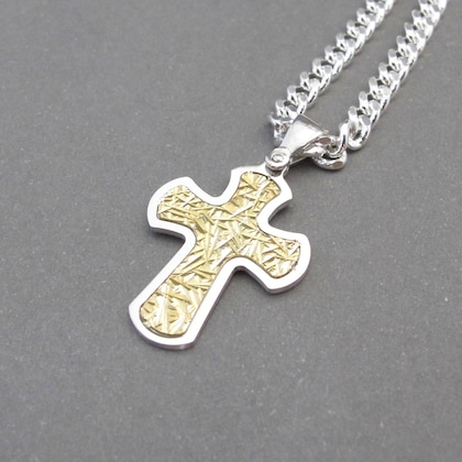 Or Argent Sterling BABY plat Crucifix Cross Charme Italien religieux Collier