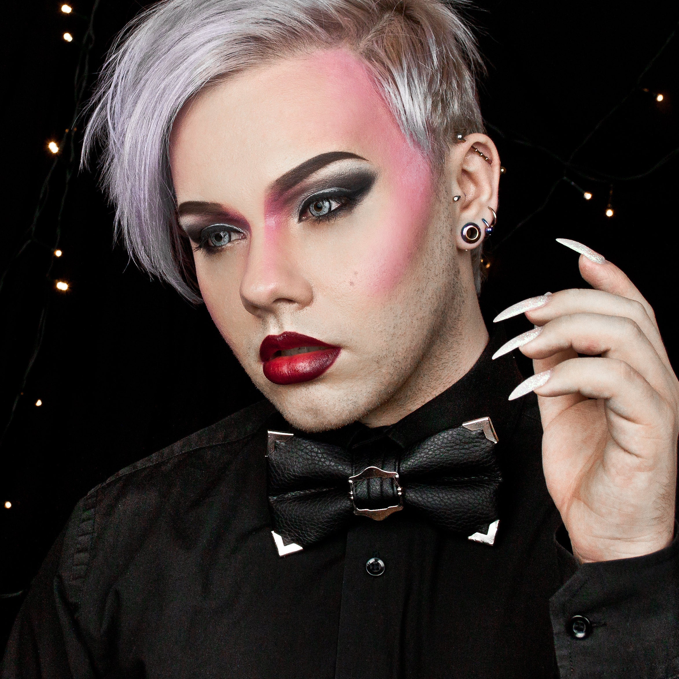 Petrol Spill Leather Bow Tie