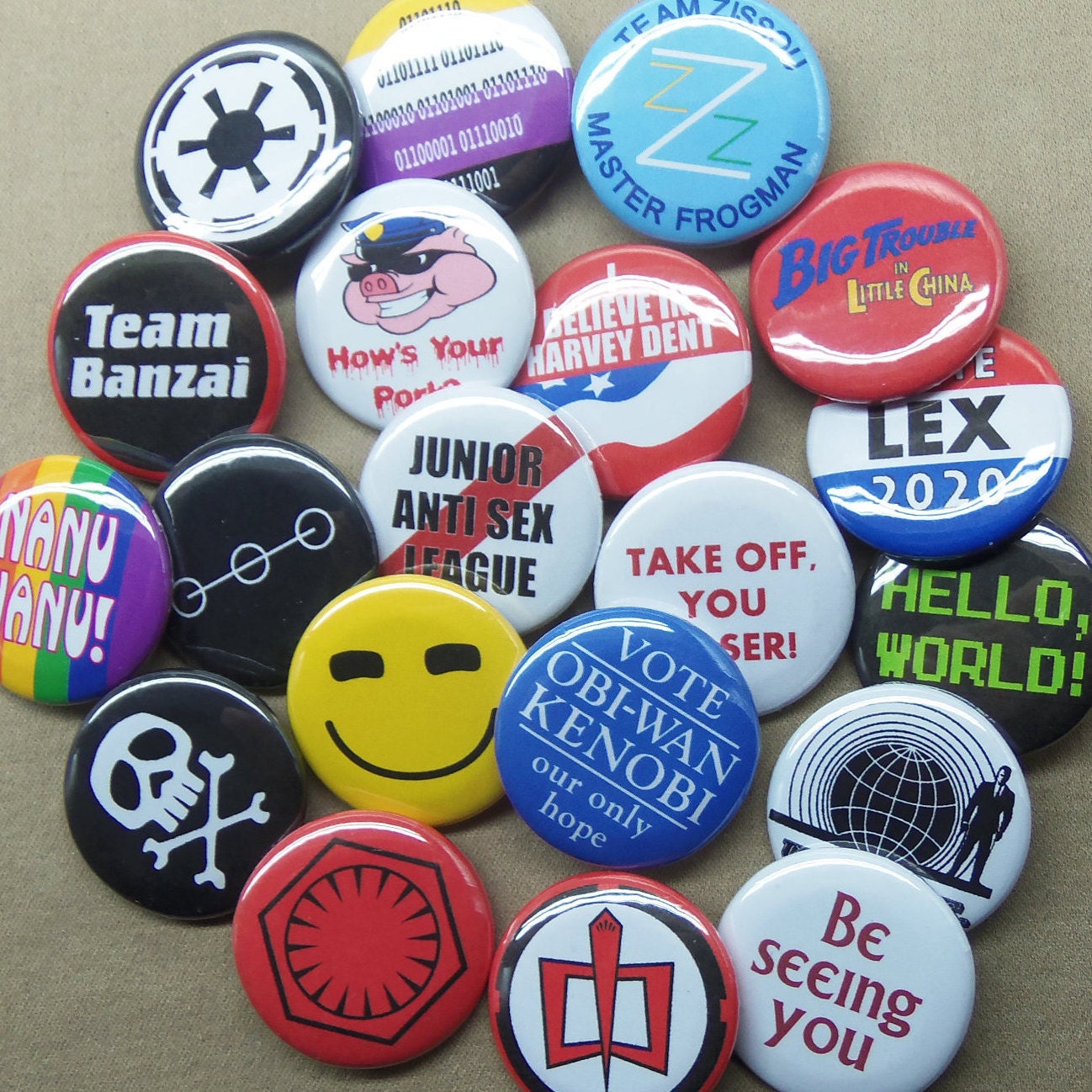 Peter Max Art 1.25/" Buttons Set of 16 Pins FREE SHIPPING