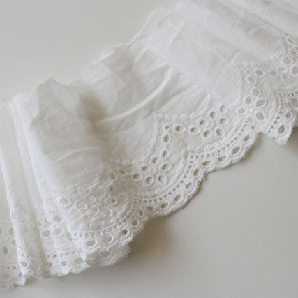 OFF White Cotton Eyelet Scallop Lace Tape Trimlt13 