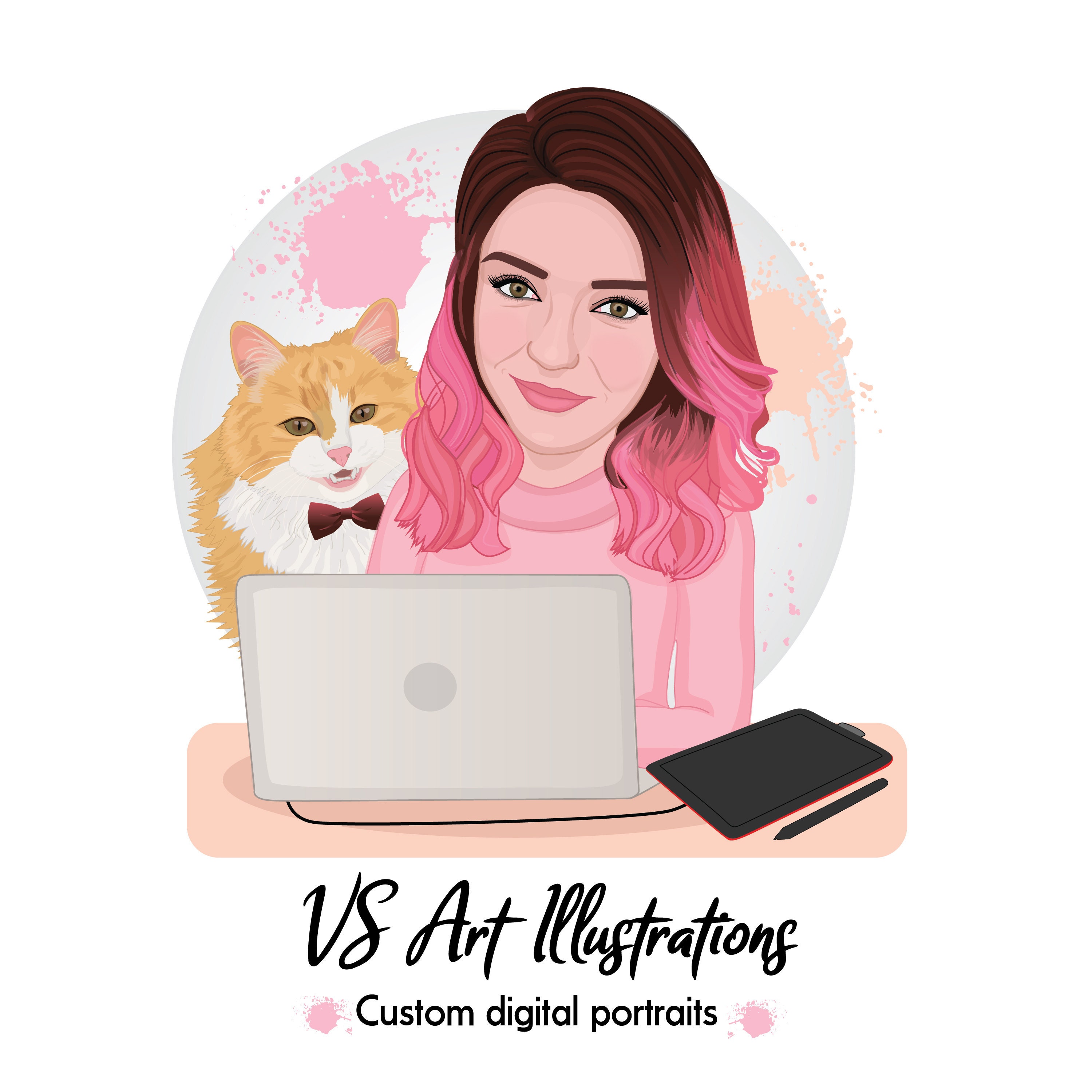 VS ART Caricature Artist Illustrator For Hire Pet Portrait Artist