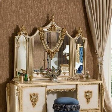 Louis XV - Violette Sleigh Bed in Gold Leaf Frame and Plush Black Velvet