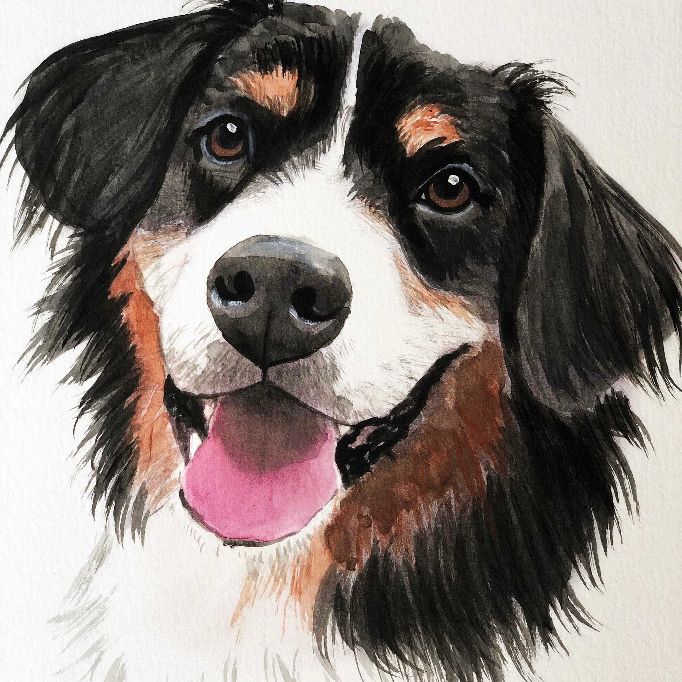 Pet Portrait Custom Pet Portrait Watercolor Original Dog | Etsy