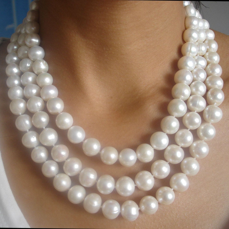 Long 18" 20" 22"  6-10mm White Dark Purple South Sea Shell Pearl  Necklace AAA
