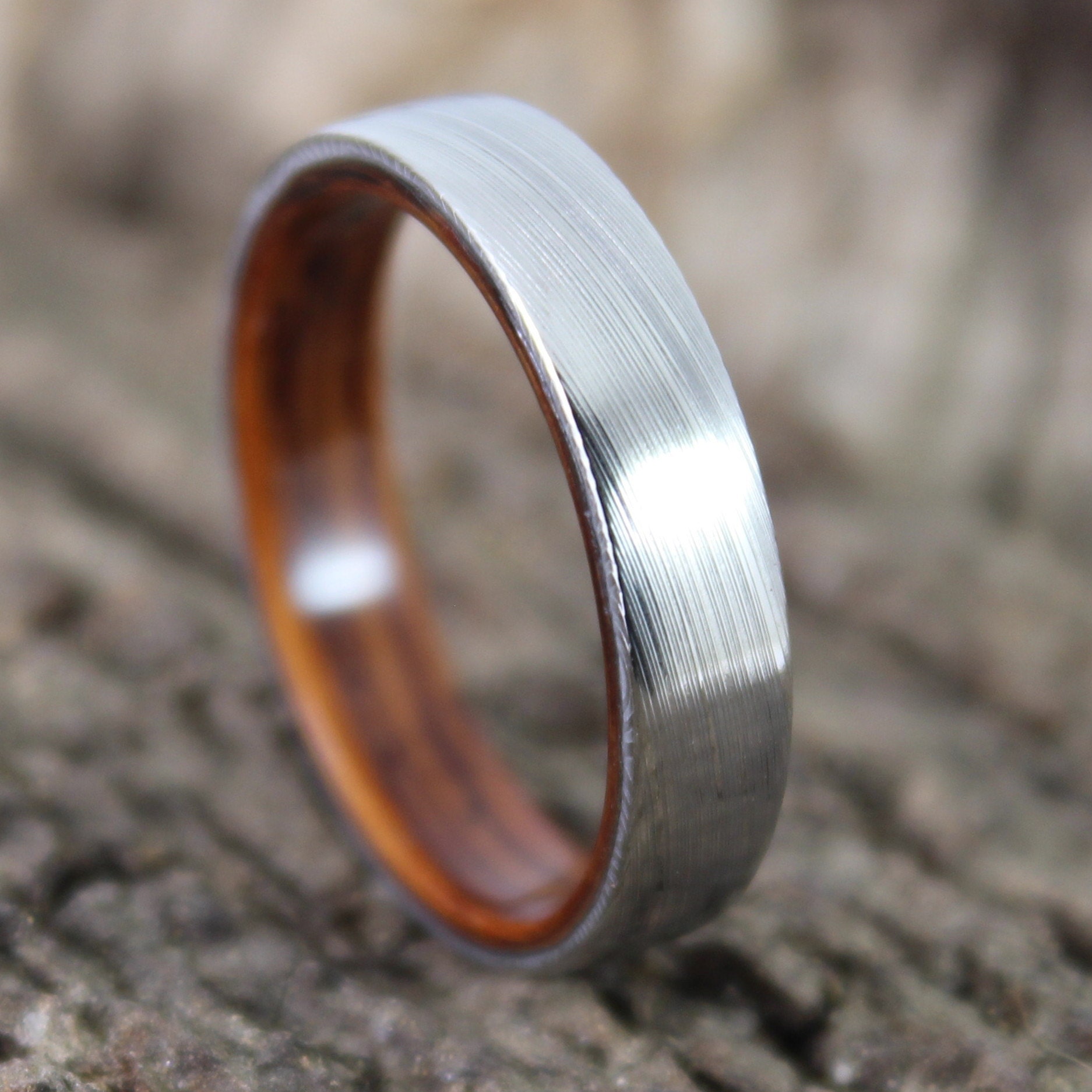 wooden Copper grey polished ring- hand made