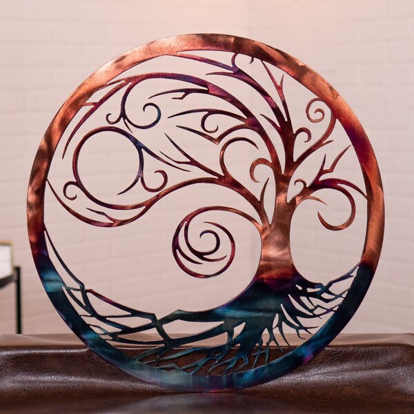 Enchanting Starry Night Tree of Life Metal Wall Art Modern Nature and