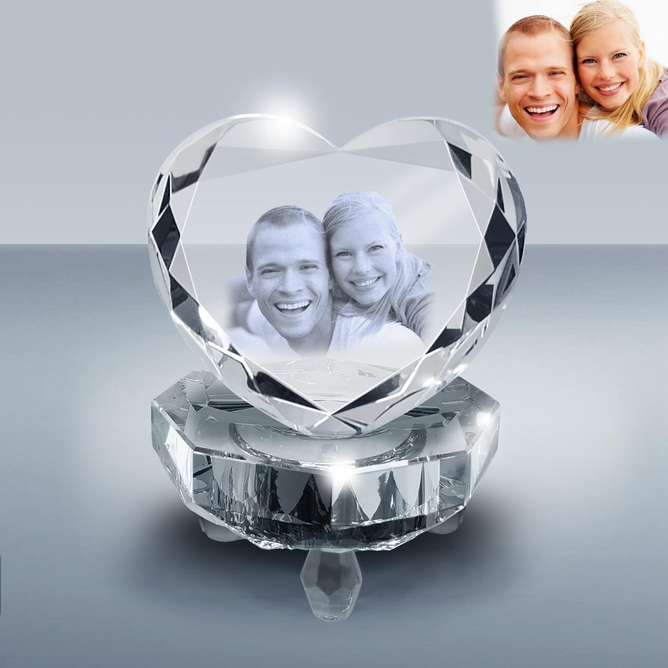 Personalised Lasered 2D Heart Photo Crystal 150x160x15mm Personalised Lasered 2D Heart Photo Crystal 150x160x15mm