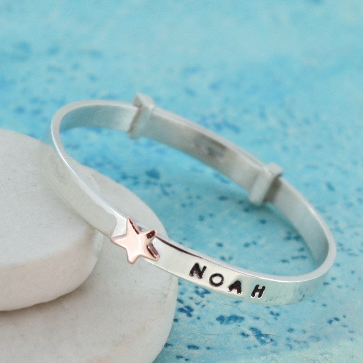 Rose gold cheap christening bangle