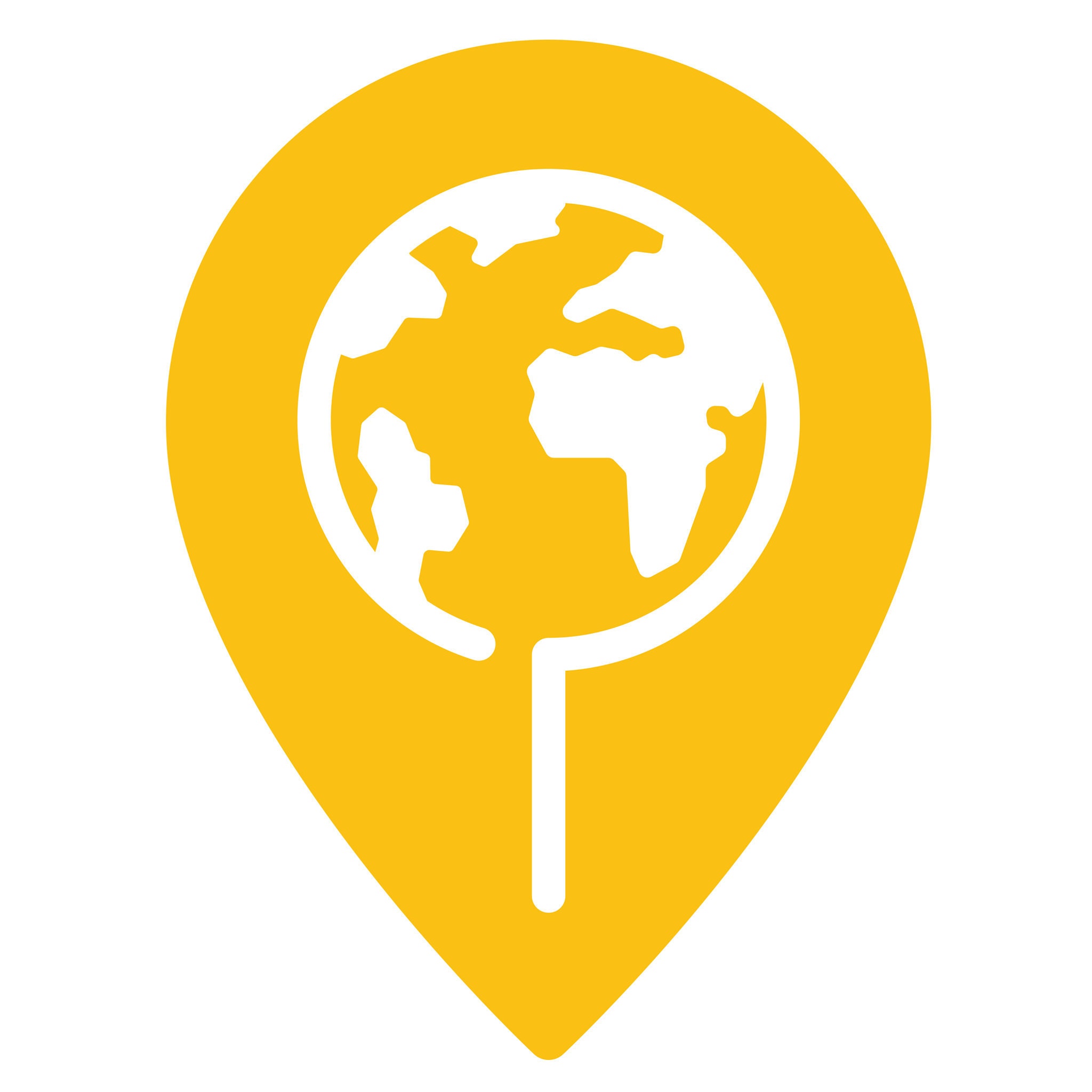 Tablero de mapa del mundo con pasadores para marcar el viaje mundial, hecho  a mano en Ohio, EE. UU. - Diseño: salpicaduras de color amarillo