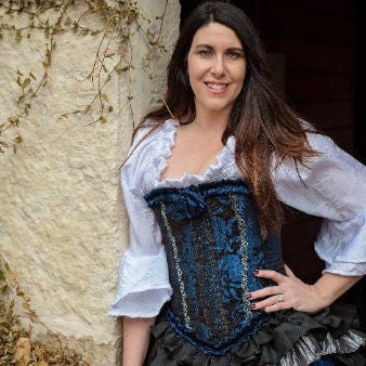 Vestido de corsé Steampunk para mujeres Gótico Rayas largas Corset Top con  blusa renacentista cosplay traje pirata