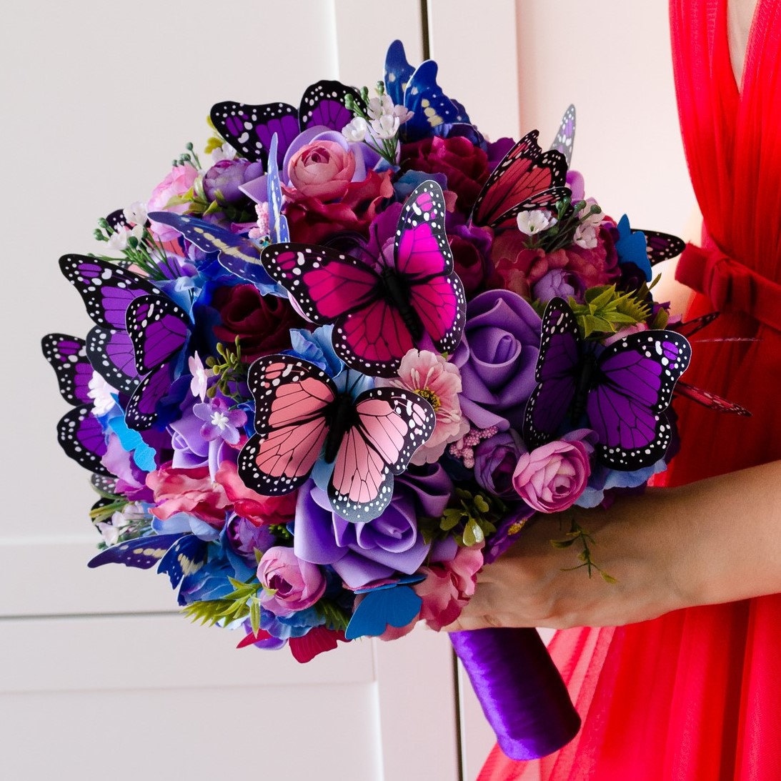 Pink and black butterfly bouquet