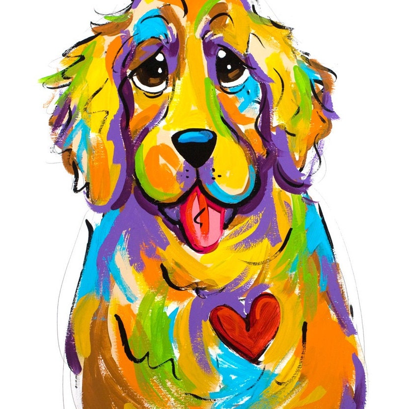 Debby Carman Pet Lover Gift Colorful Dog Platter Hand Painted Custom Ceramic Pasta Bowl Salad Serving Presentation Platter