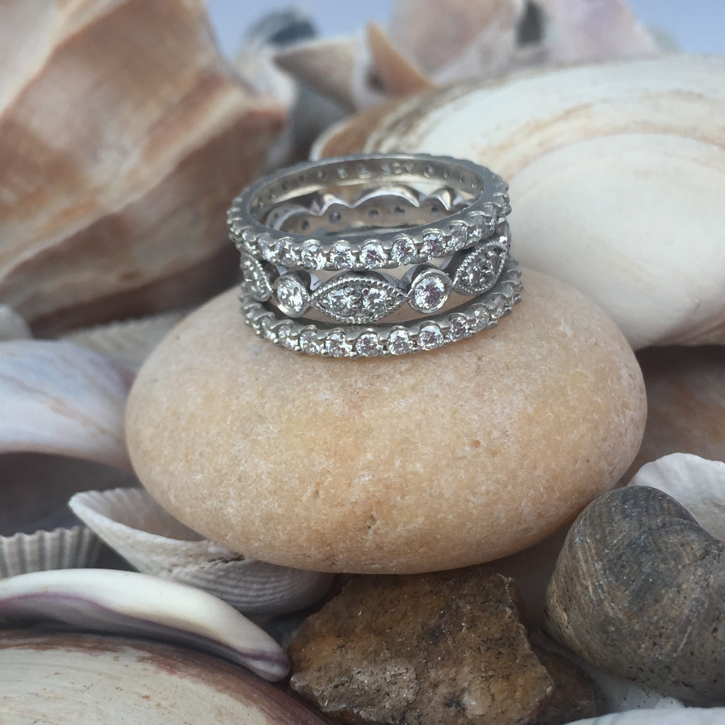Achat Bague 3 anneaux en or blanc et diamants de 1.10cts