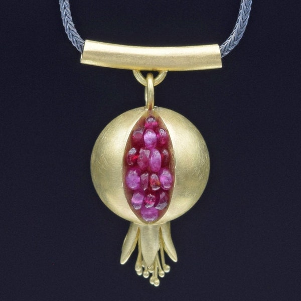 Pomegranate Necklace 18K Gold Pink Sapphire Necklace Gemstone Gold