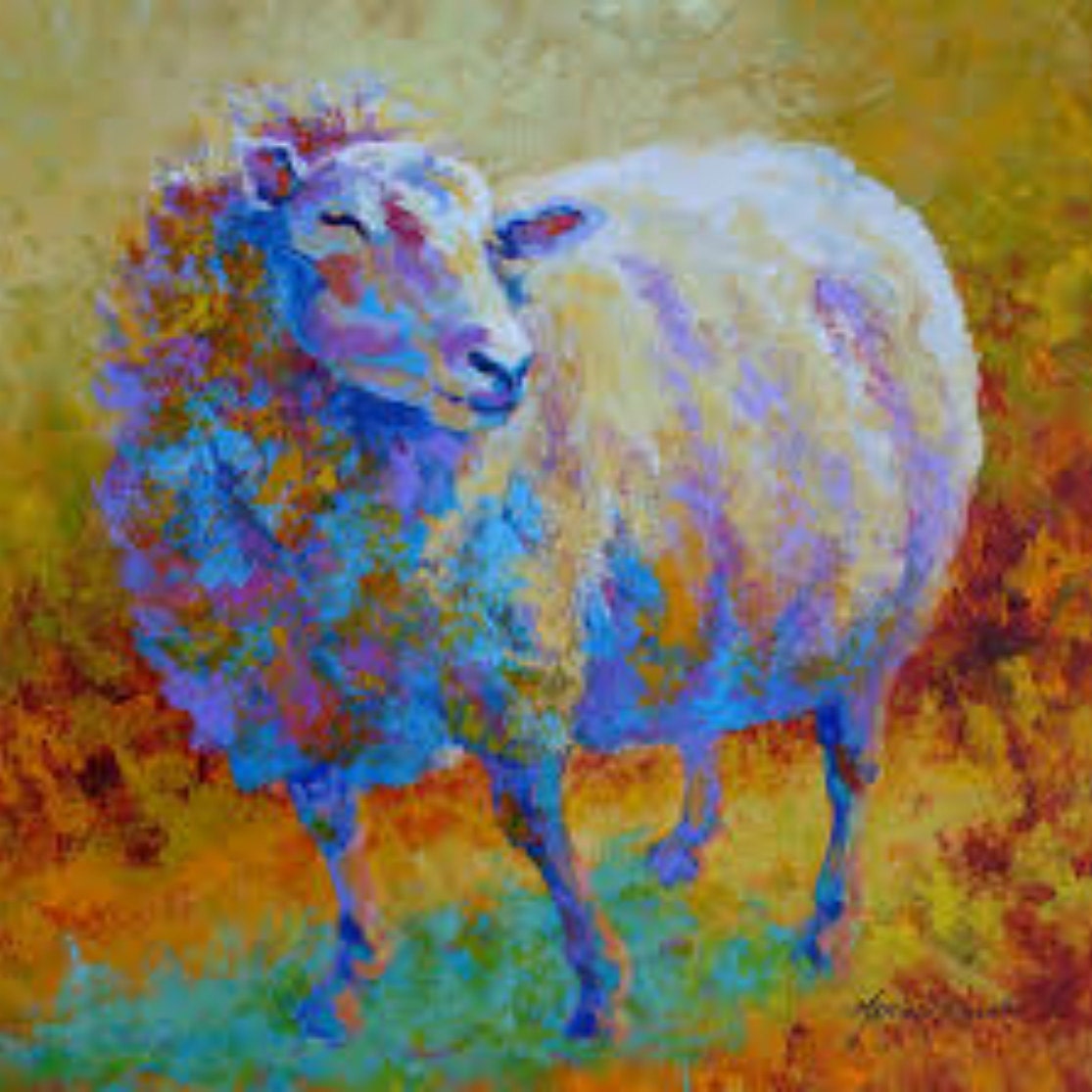 баран картина. овечки. овцы живопись. барашек картина. картина овцы.