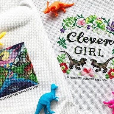 Modern Dinosaur Cross Stitch Bookmark Kit Dinosaur Library Gift Idea for  Book Lovers and Dinosaur Lovers 