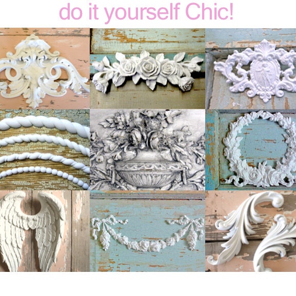 Shabby Chic French FURNITURE APPLIQUES Rose Drop Onlays Carvings