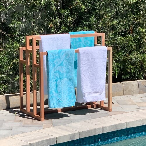Pool Float Storage and Pool Towel Rack Red Balau Sustainable Grand XL Outdoor Wooden Valet Modern and Contemporary Etsy