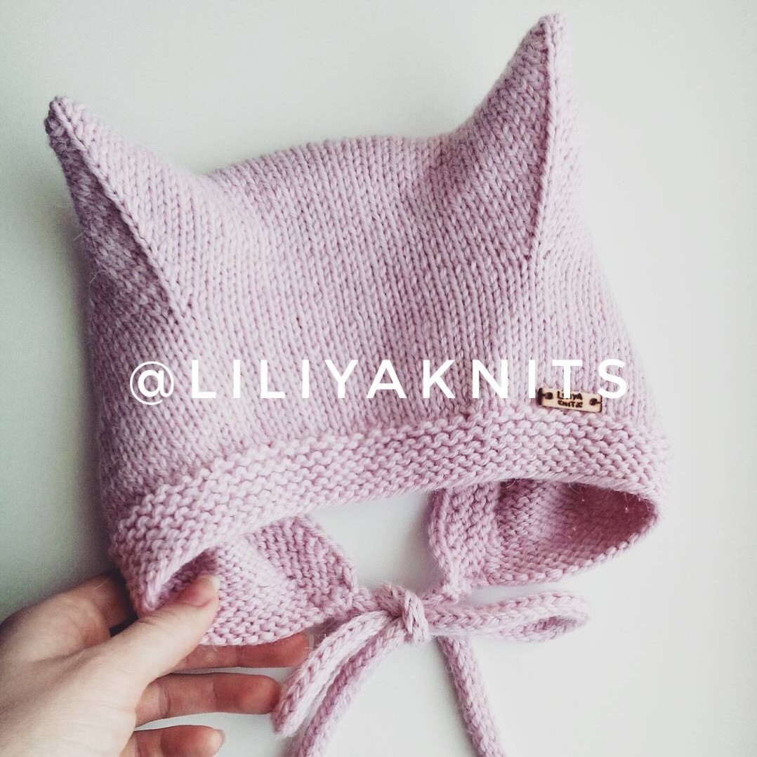 пуховая шапочка kitty cap. вязаная шапка кошечка для самых маленьких. коточепчик фиолетовый. коточепчик. чепчик кошечка.