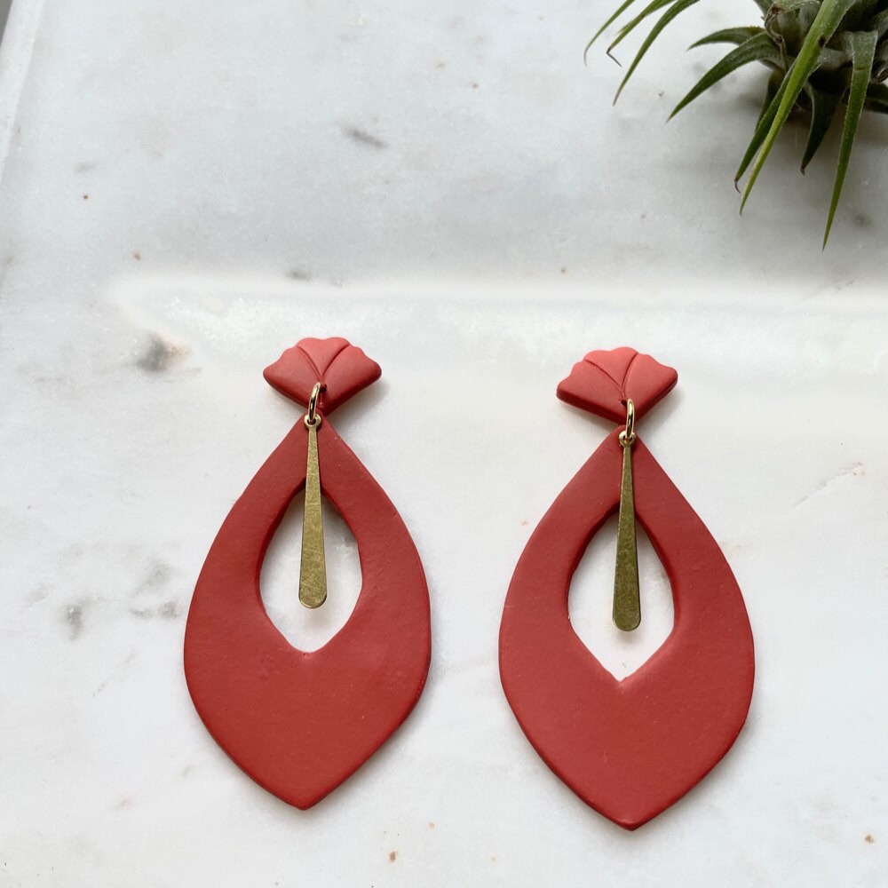 Modern Minimalist Earrings Geometric Earrings Warm Rainbow Earrings with Stud