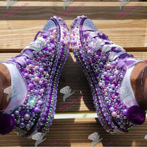 Women Custom Design Bling Converse Rhinestones and Beads Chuck Taylor All Star Classic Canvas Low Top Sneakers Gym Shoes Sizes 5 10 Etsy