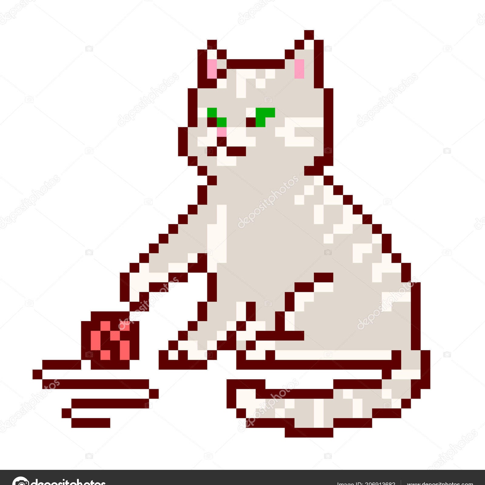 Сидящая кошка пиксель арт