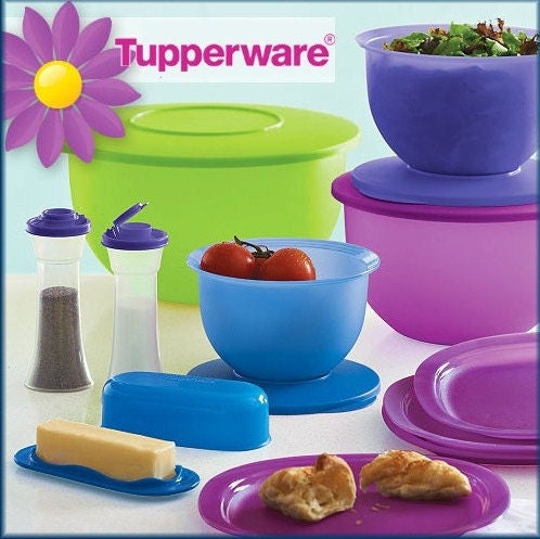 Tupperware Quartet Stackable Containers Set Of 2 Blue Lunch On the go  Storage