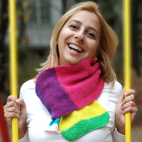 Winter Sale Hand Knitted Wide Snood in Bright Grey, READY